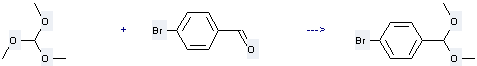 The Benzene, 1-bromo-4-(dimethoxymethyl)- can be obtained by 4-Bromo-benzaldehyde and Trimethoxymethane.